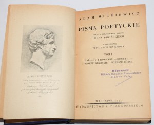 MICKIEWICZ Adam - Pisma poetyckie, 1-4 komplet. Warschau 1937.