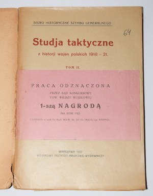 ARCISZEWSKI Franciszek Adam - Studja taktyczne z historji wojen polskich 1918 - 1921. tom II. Warschau 1923.