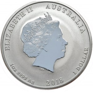 Australia, Rok Psa 2018, 1 oz, 1 uncja Ag 999