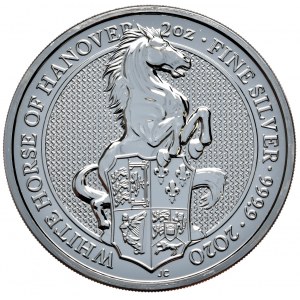 Wielka Brytania, Bestie Królowej, Biały koń 2020, 2 Oz, AG 999