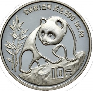 China, 10 yuan 1990 panda, 1 oz Ag 999, cap