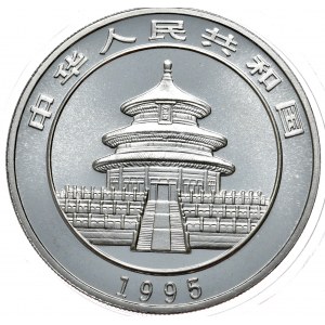 Chiny, 10 yuanów 1995 panda, 1 oz Ag 999, kapsel