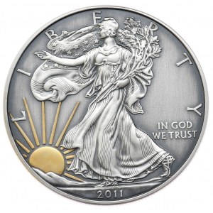 USA, Liberty Silver Eagle 2011 dollar, 1 oz, gold plated