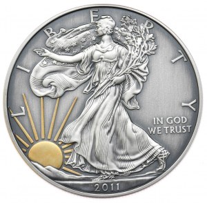 USA, Liberty Silver Eagle 2011 dollar, 1 oz, gold plated