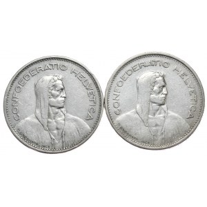 Szwajcaria, 5 Franków, 1932r.,1935r. 2szt.