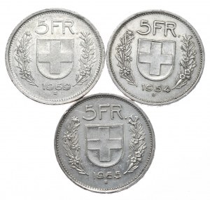 Switzerland, 5 Francs, 3pc.