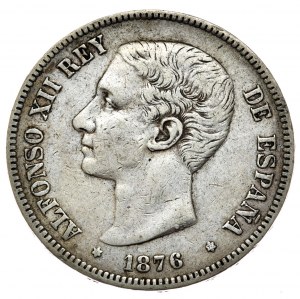 Spain, 5 Pesetas, 1876.