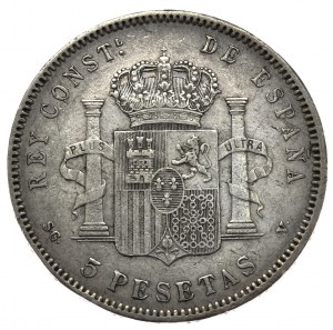 Spain, 5 Pesetas, 1898.