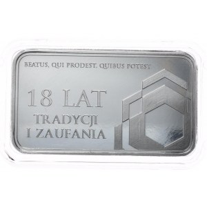 Sztabka 1oz. Srebrna Mennica, SKOK Wielkopolska, 18 lat
