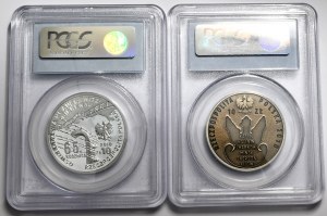 Set of 2 silver 10 zloty coins 2010 Katyn, Auschwitz