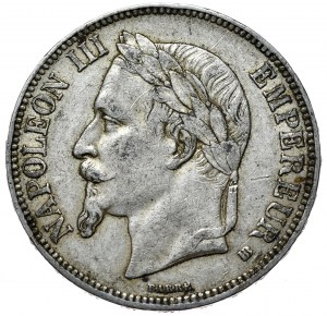 France, 5 francs 1867 BB, Strasbourg