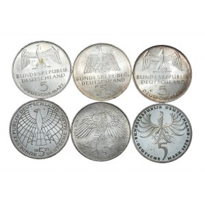 RFN, 5 marek 1971-1978, zestaw 6 sztuk