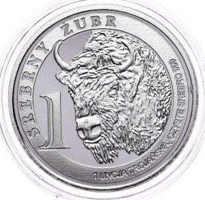1 stříbrný bizon, 2012, 1oz., Ag 999, mincovna Plock