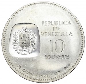 Venezuela, 10 bolívarov, 1973.