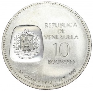 Venezuela, 10 Bolivars, 1973.