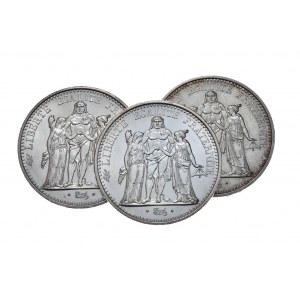Francja, 10 franków Herkules 1965r., zestaw 3 szt.