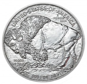 USA, bizon, 1 oz, ryzí stříbro (Mrtvý indián II)
