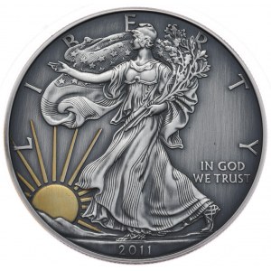 USA, dolar Liberty Silver Eagle 2011r., 1 oz, złocony