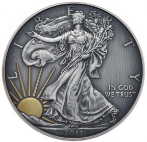 USA, 2011 Liberty Silver Eagle dollar, 1 oz, gold plated