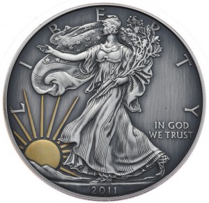 USA, Liberty Silver Eagle dollar 2011, 1 oz, pozlacený