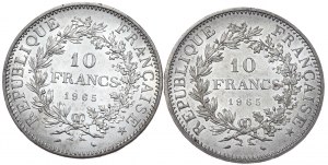 Frankreich, 10 Herkules-Francs 1965, Satz von 2.