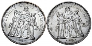 Francja, 10 franków Herkules 1965r., zestaw 2 szt.