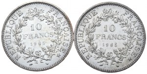 Frankreich, 10 Herkules-Francs 1965, Satz von 2.