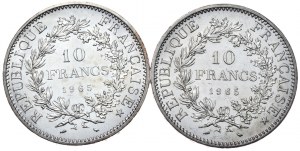Francúzsko, 10 frankov Herkules 1965, sada 2 ks.