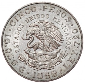 Mexiko, 5 pesos, 1959, V. Carranza