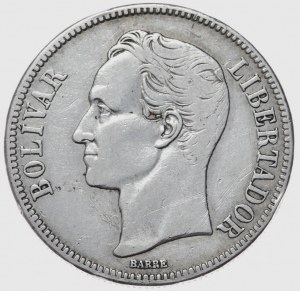 Venezuela, 5 bolívarov, 1929.