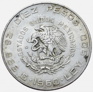 Mexico, 10 Pesos, 1960.