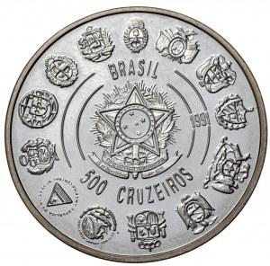 Brazil, 500 Kruzeiros, 1991.