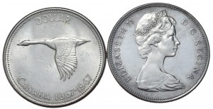 Canada, 1 dollar, 1967. 2 pièces.