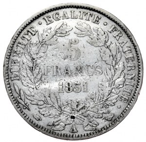 Francie, 5 franků, 1851. Ceres