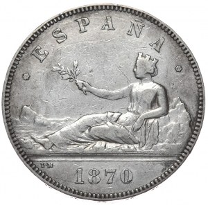 Spagna, 5 Pesetas, 1870.