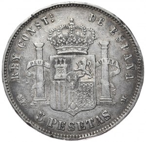 Espagne, 5 pesetas, 1890.