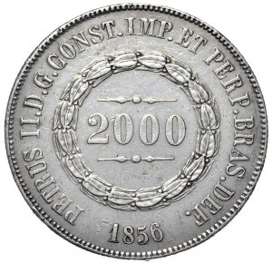 Brazil, 2000 Reis (Reali), 1856.