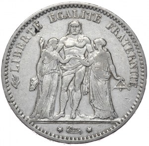 Francia, 5 franchi, 1875. Ercole