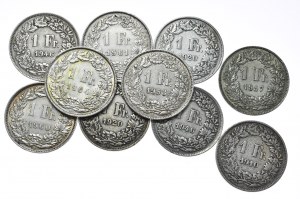 Švajčiarsko, 1 frank, 10 ks.