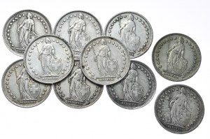 Switzerland, 1 Franc, 10 pieces.