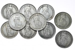 Suisse, 1 Franc, 10 pièces