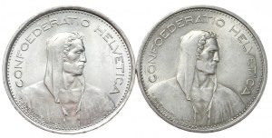 Svizzera, 5 franchi, 1966, 1969. 2 pezzi.