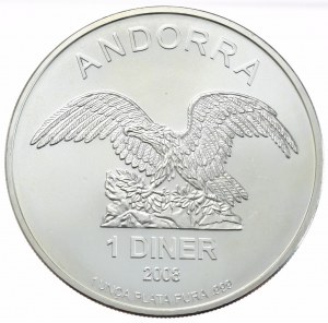 Andorre, 2008, 1 dîner, 1 oz, Ag 999