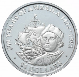 Cook Islands, $50, 1989. K. Columbus