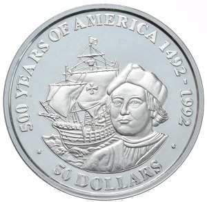 Îles Cook, 50 dollars, 1989. K. Columbus