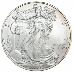 USA, 1 dolár, 2007, 1 oz, rýdze striebro