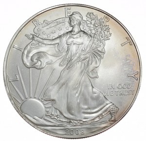 USA, 1 dolar, 2008, 1 oz, ryzí stříbro