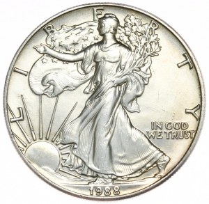 USA, 1 dolár, 1988, 1 oz, rýdze striebro