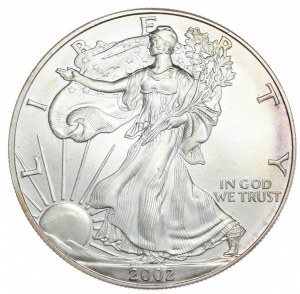USA, 1 dolár, 2002, 1 oz, rýdze striebro