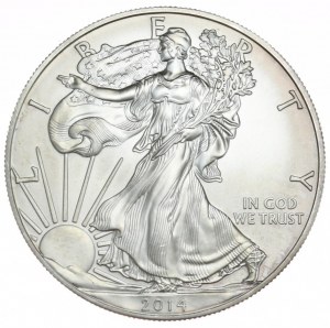 USA, 1 dolar, 2014, 1 oz, ryzí stříbro